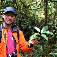 Guide talking about the Andean forest's flora