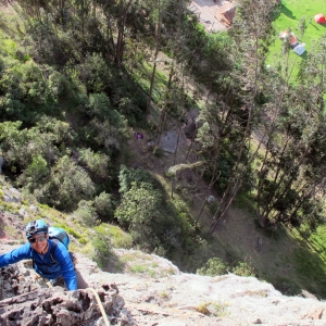 On pitch 2 of a climb in Suesca