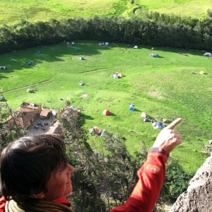 At a belay ledge in Suesca