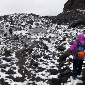 Crossing the moraine of Santa Isabel