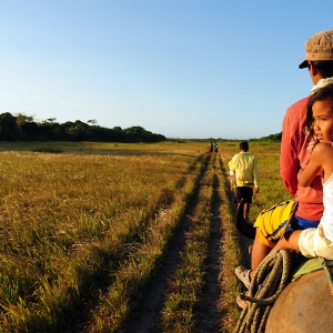 Local folks of Fuga island on their way home