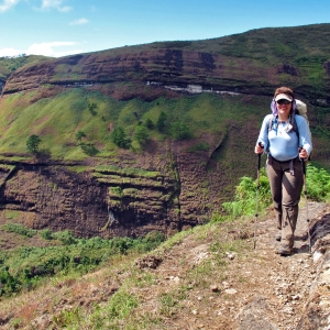 Happy hiker on the trail in Kibungan