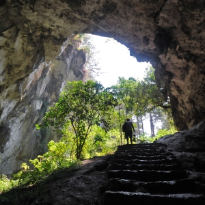 Exiting the cave connection tour at Sumaguing cave in Sagada