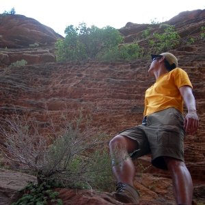 Hiking up a steep ramp in Zion